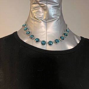 Crystal Teal Round Stone Necklace - Women Jewelry